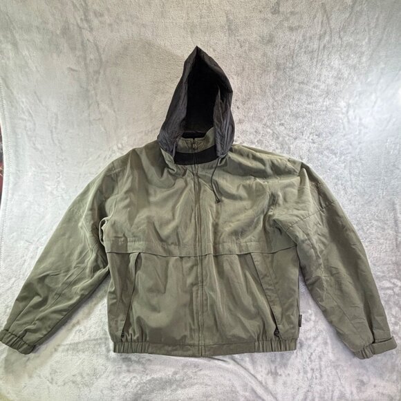 Pacific Trail Jacket Mens Large Green Full Zip Pockets Hooded Hidden Hood Vented - Picture 14 of 16